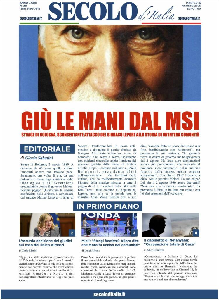 Portada de Secolo d'Italia (Italia)