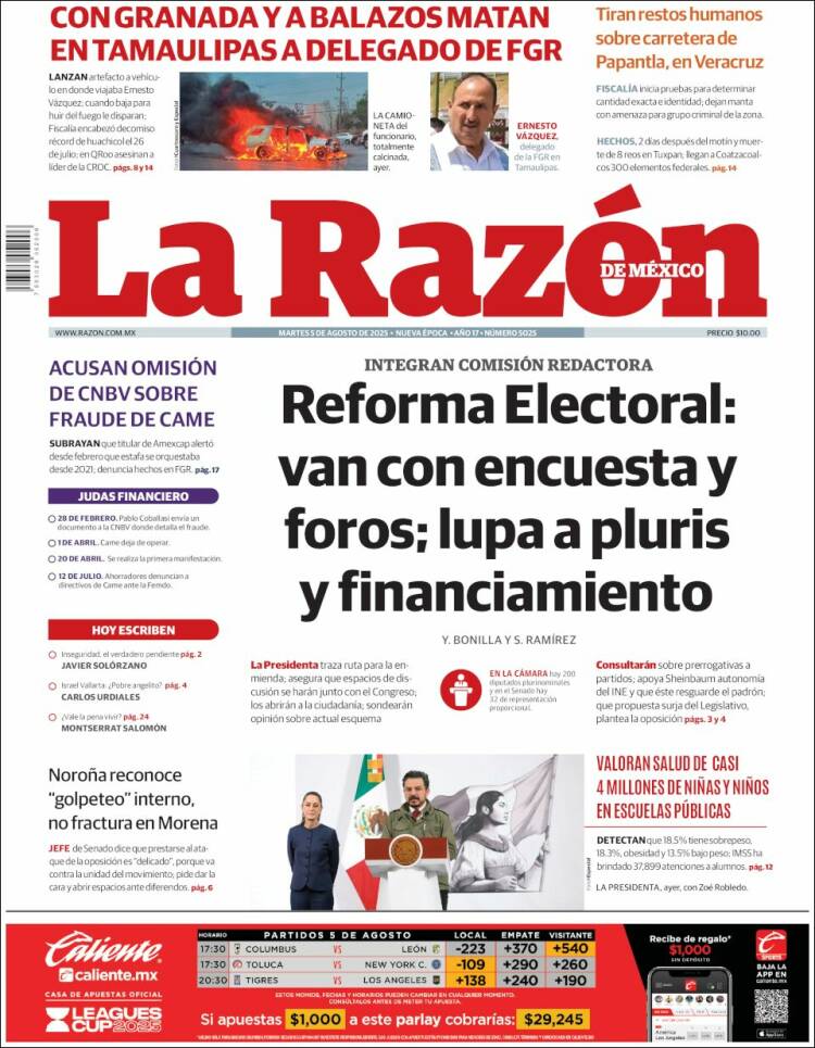 Portada de La Razón (México)