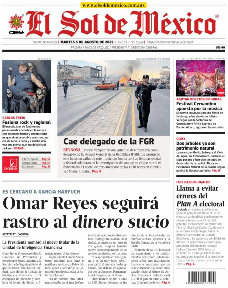 Portada de El Sol de México (México)