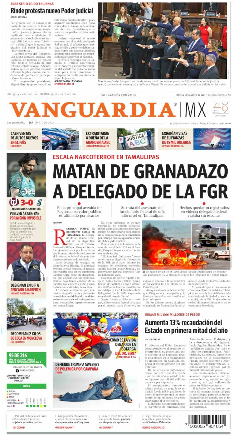 Portada de Vanguardia (Mexico)
