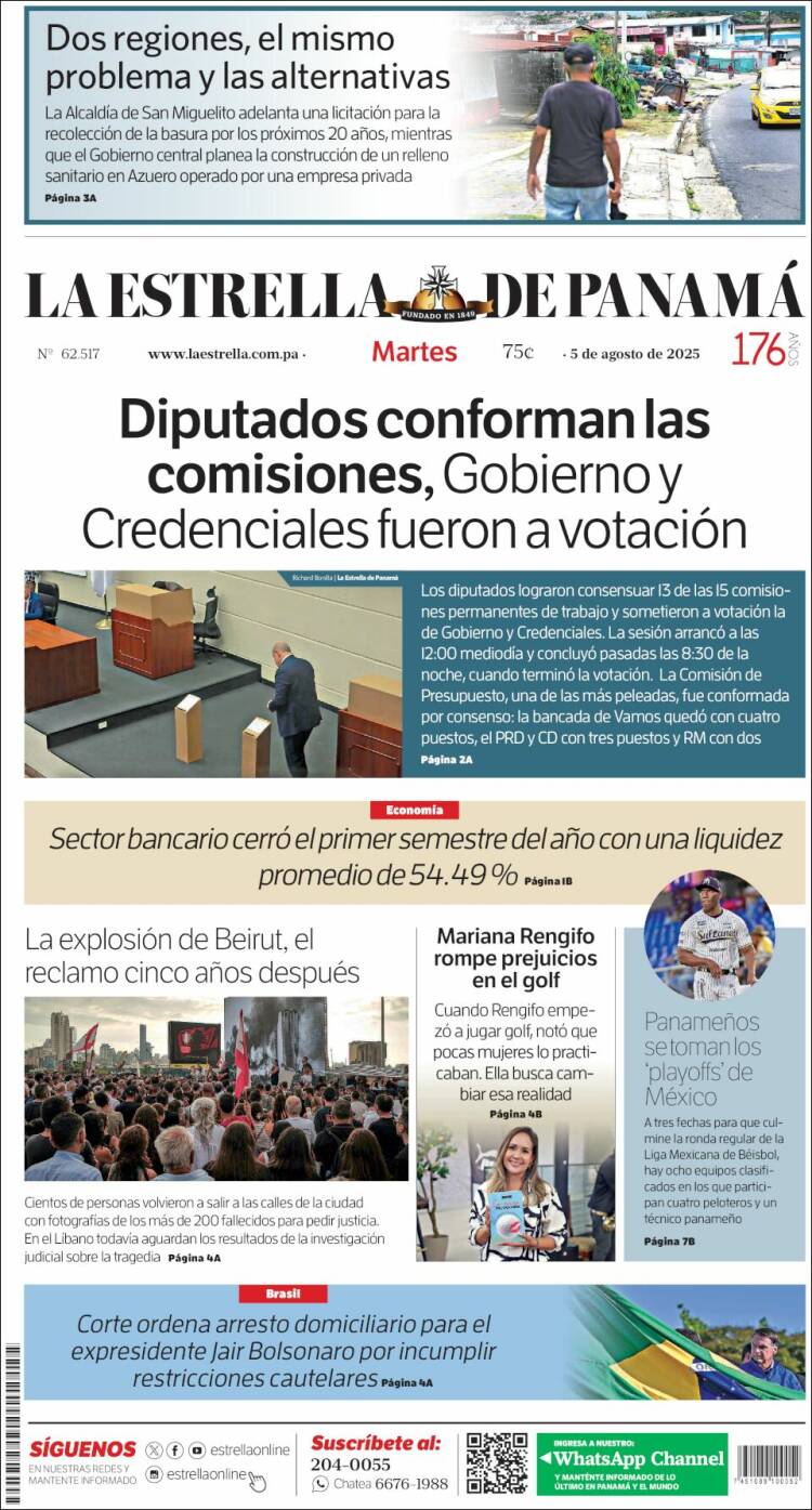Portada de La Estrella de Panamá (Panamá)