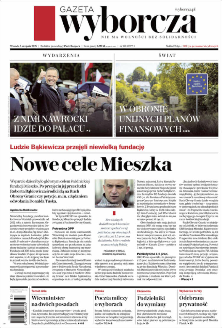 Portada de Gazeta Wyborcza (Polonia)