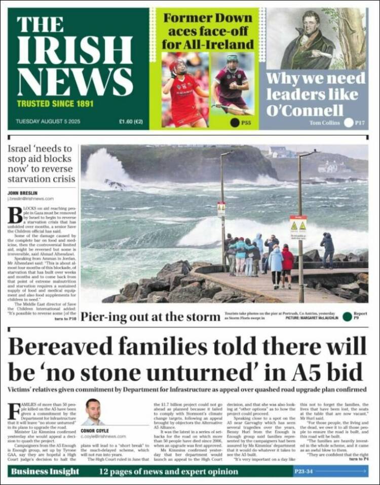 Portada de Irish News (Reino Unido)