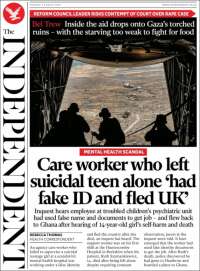 Portada de The Independent (Reino Unido)