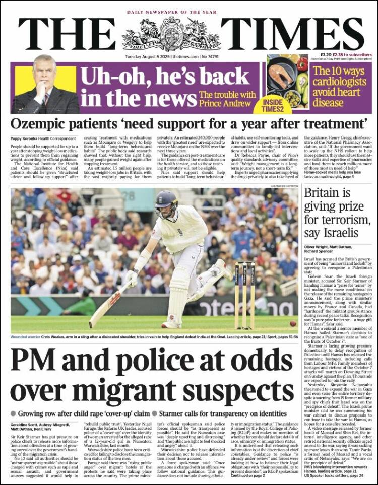 Portada de The Times (United Kingdom)