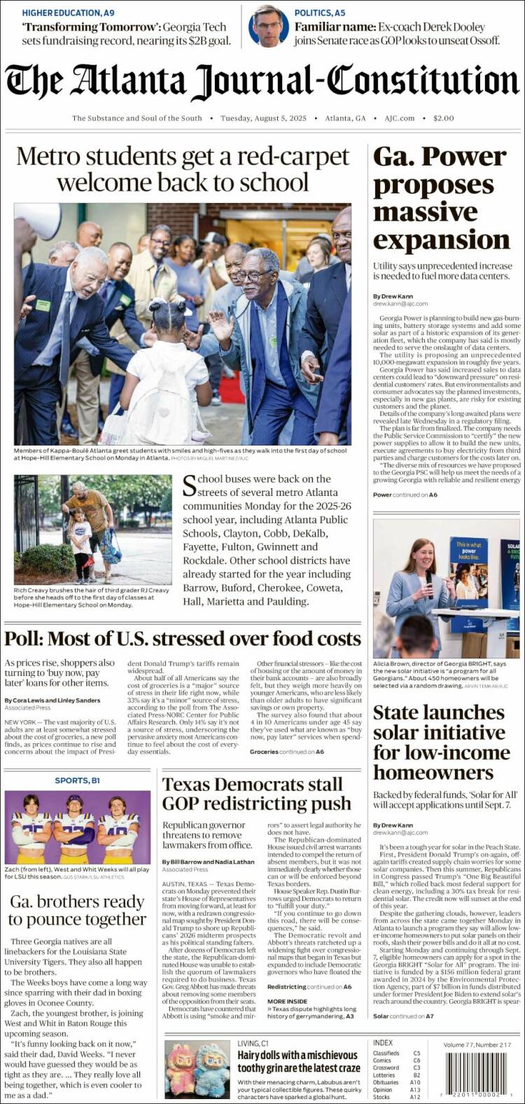 Portada de The Atlanta Journal-Constitution (USA)