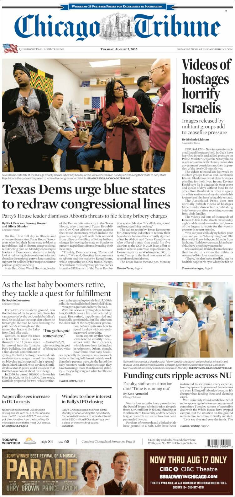 Portada de Chicago Tribune (USA)