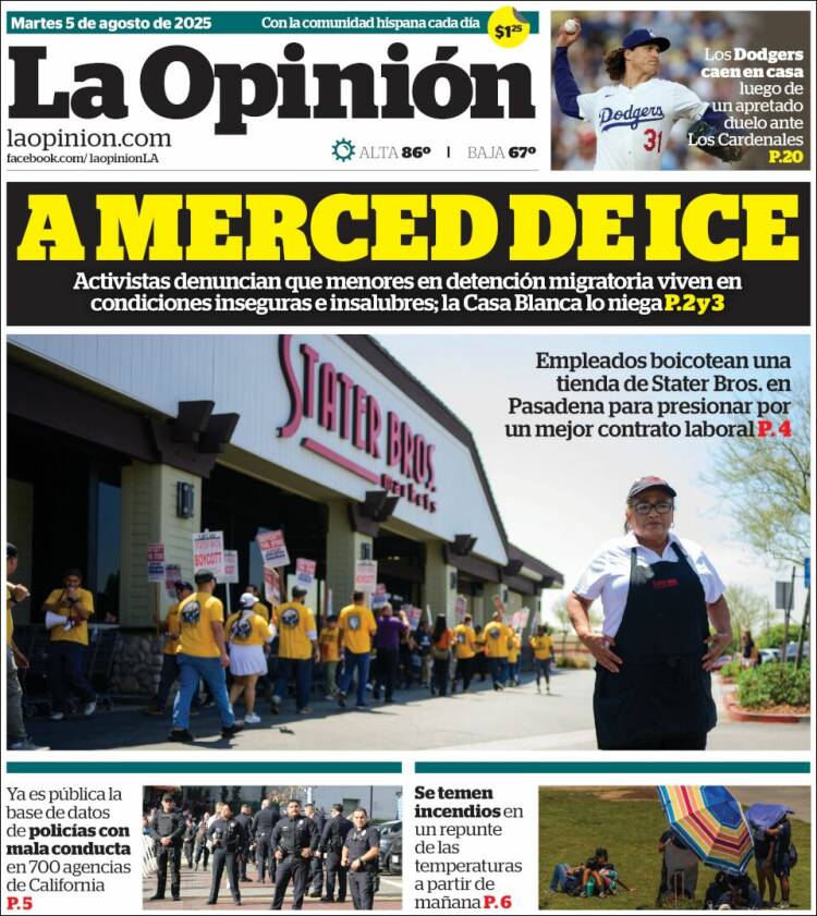 Portada de La Opinión (USA)