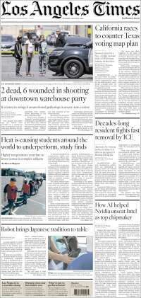 Portada de Los Angeles Times (USA)