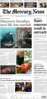 Portada de San Jose Mercury News (USA)