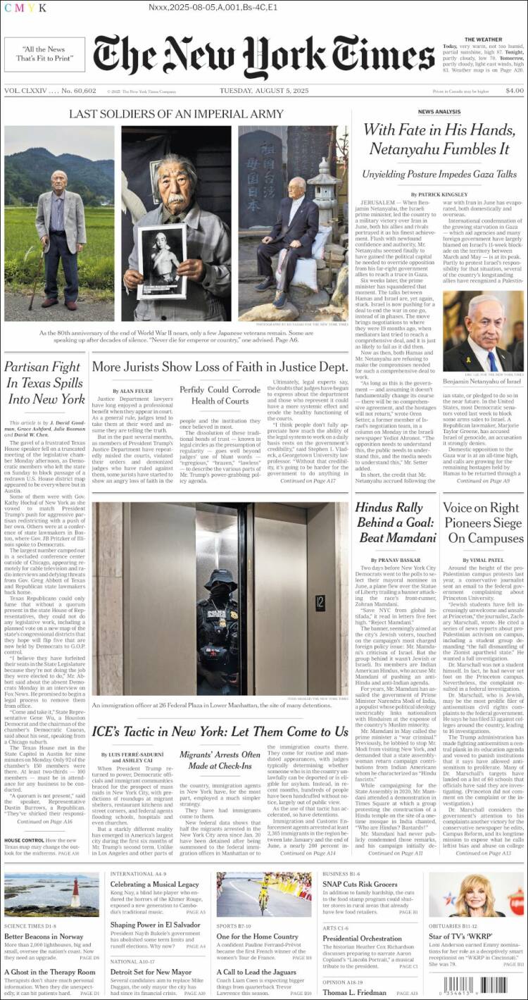 Portada de New York Times (USA)