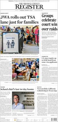 Portada de The Orange County Register (USA)