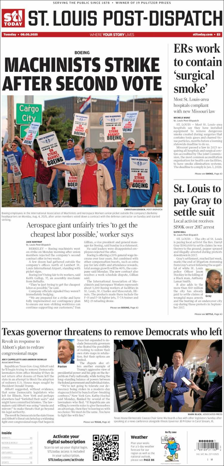 Portada de St. Louis Post-Dispatch (USA)