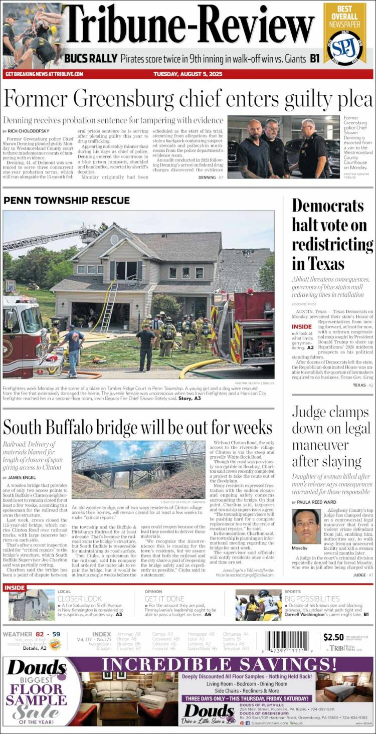 Portada de Tribune-Review (USA)
