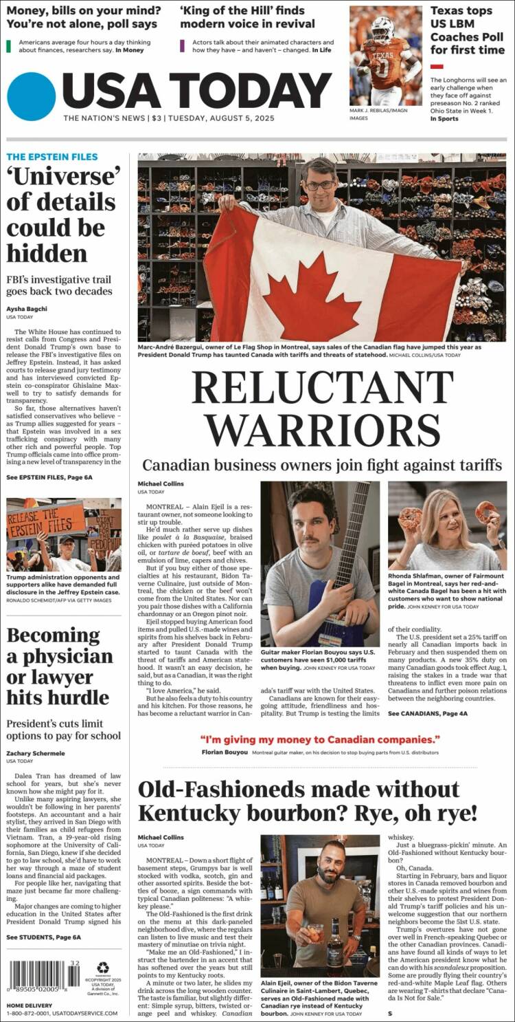 Portada de USA Today (USA)