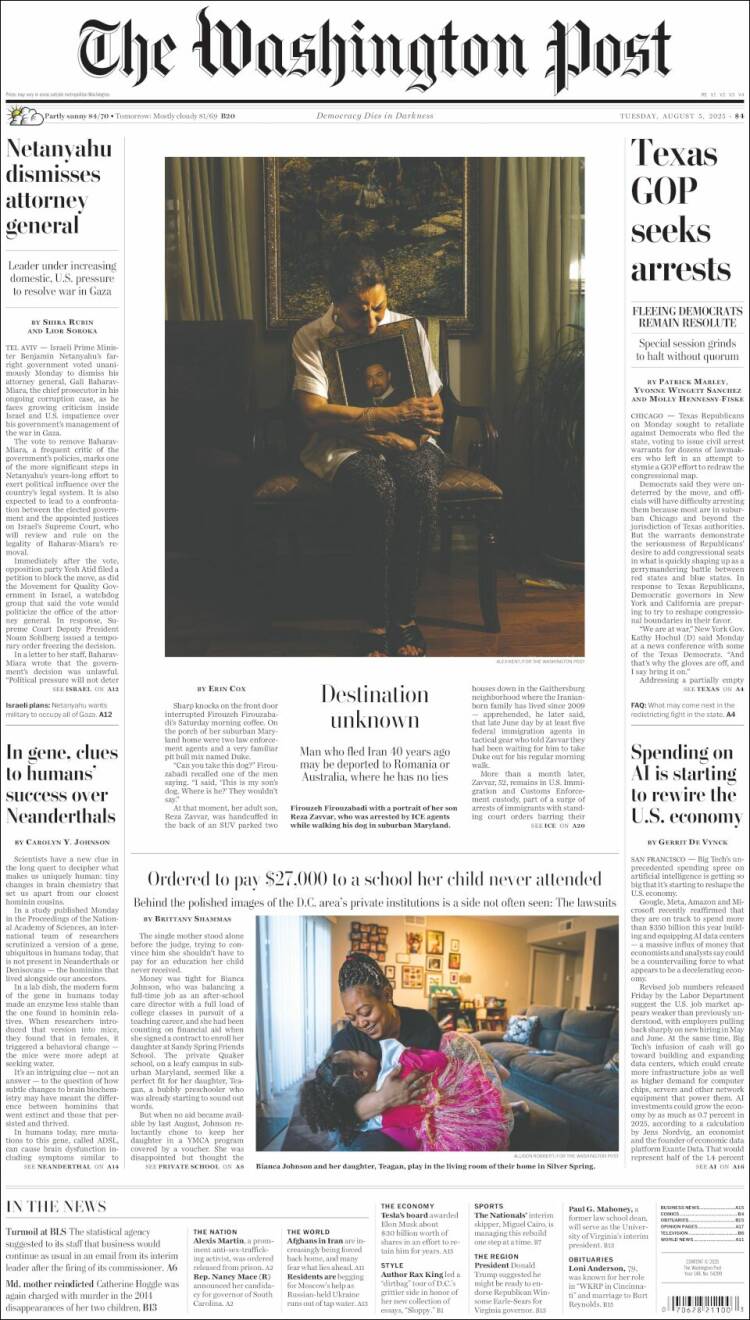 Portada de The Washington Post (États-Unis)