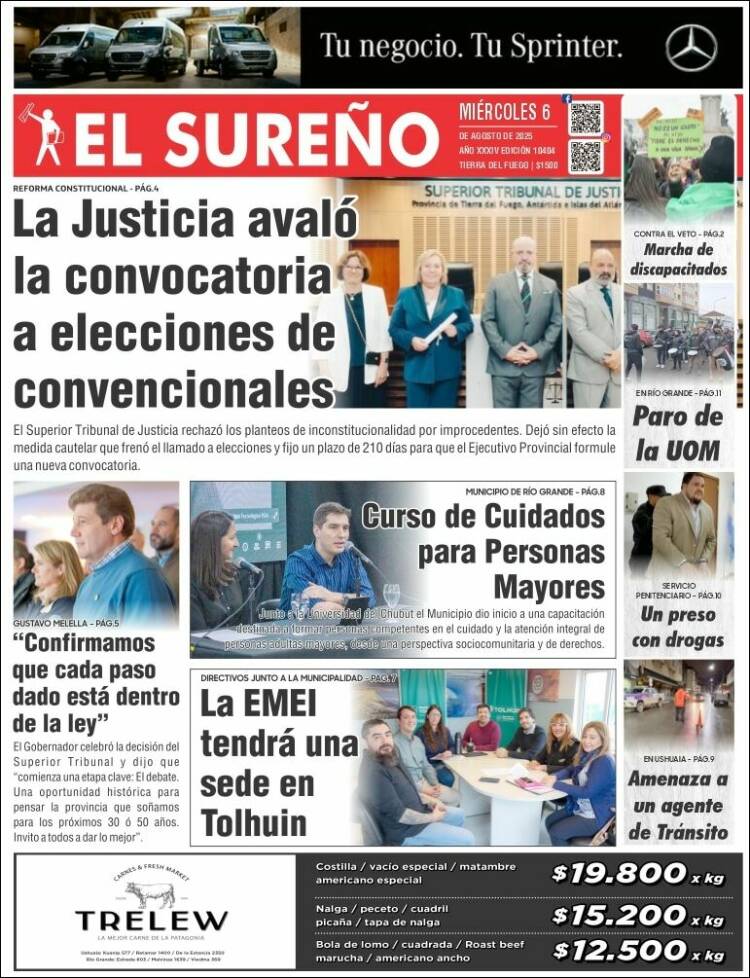 Portada de Diario El Sureño (Argentina)