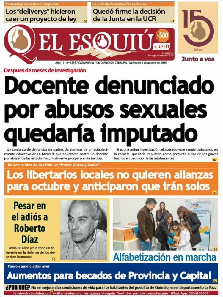 Portada de El Esquiu (Argentina)