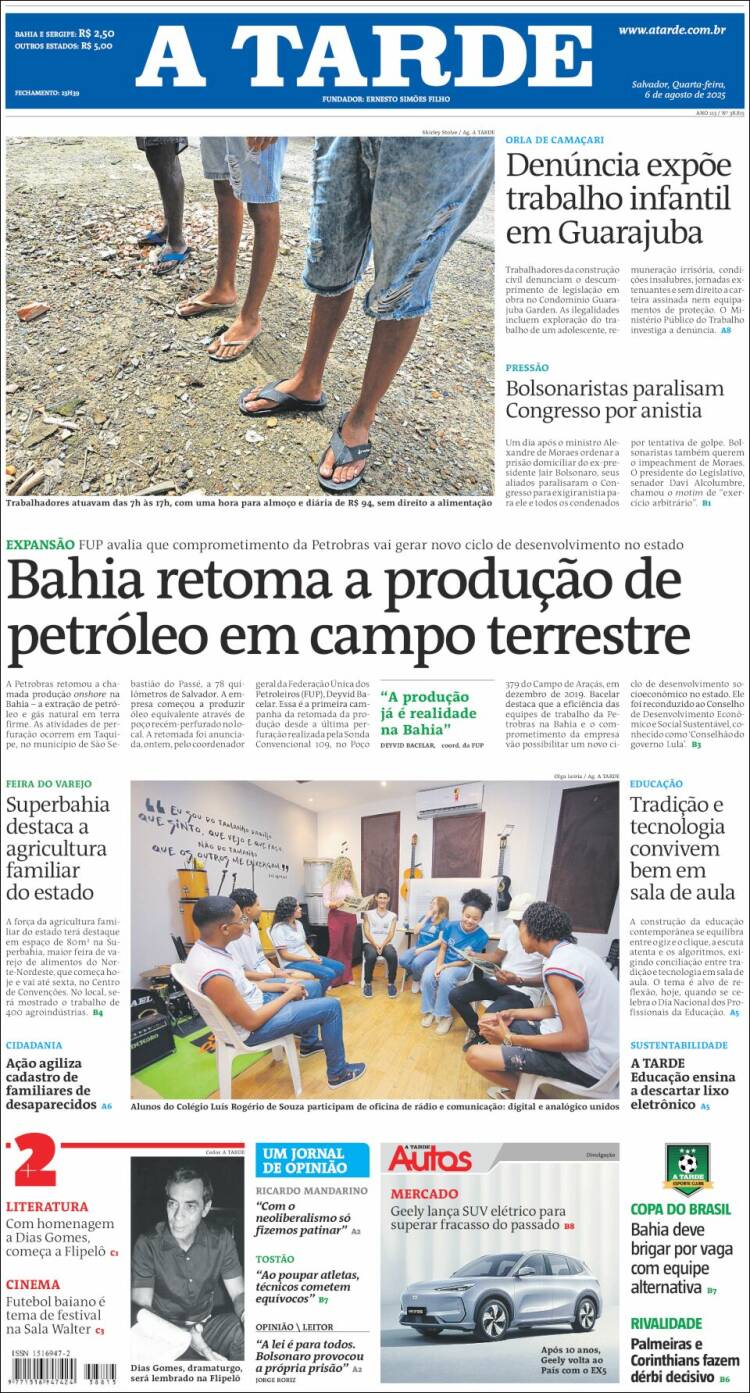 Portada de Diário A Tarde (Brasil)