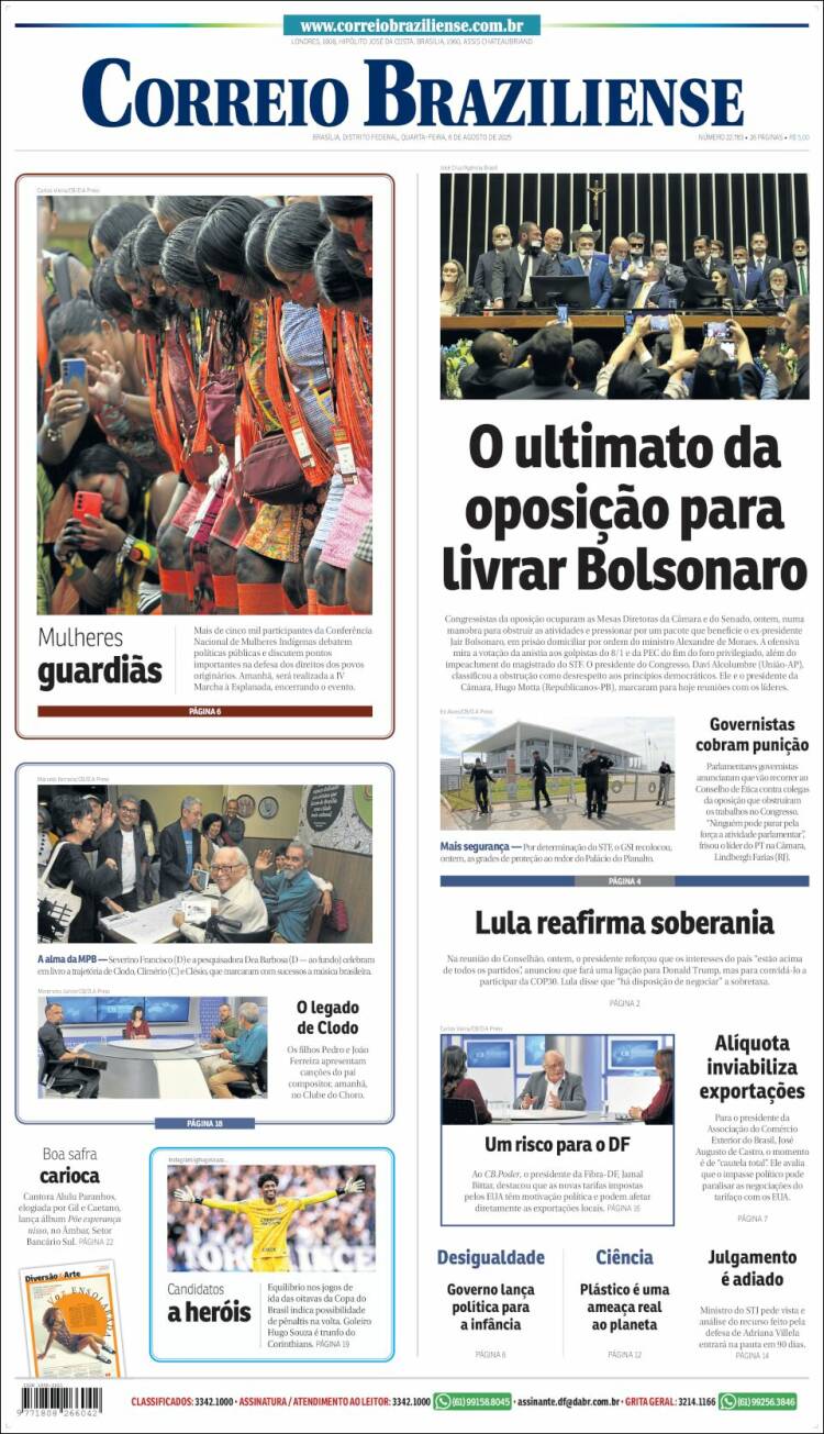 Portada de Correio Braziliense (Brasil)