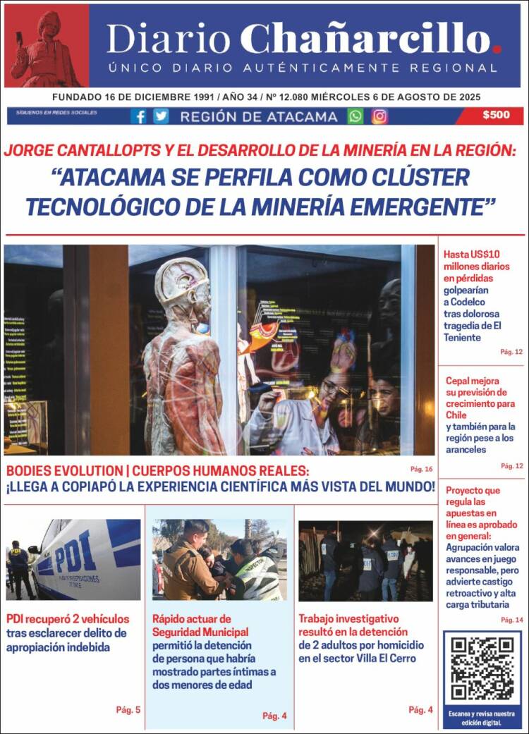 Portada de Diario Chañarcillo (Chile)