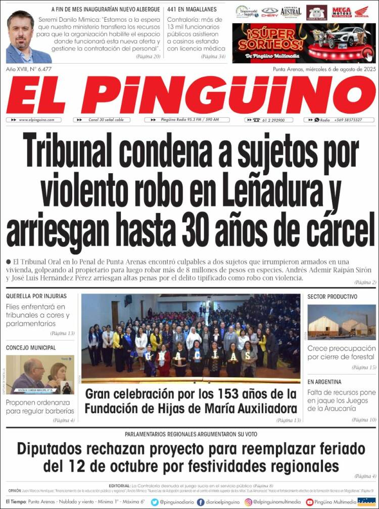 Portada de El Pingüino (Chili)