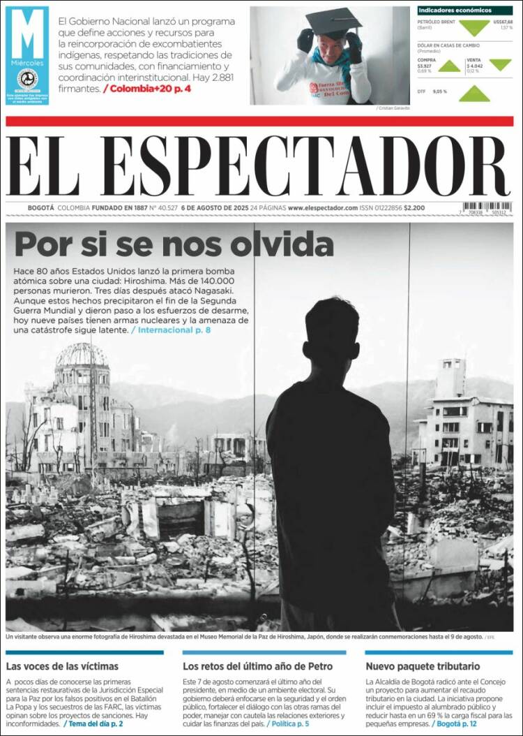 Portada de El Espectador (Colombia)