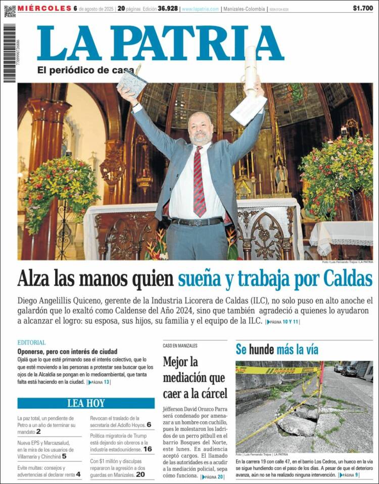 Portada de La Patria (Colombie)