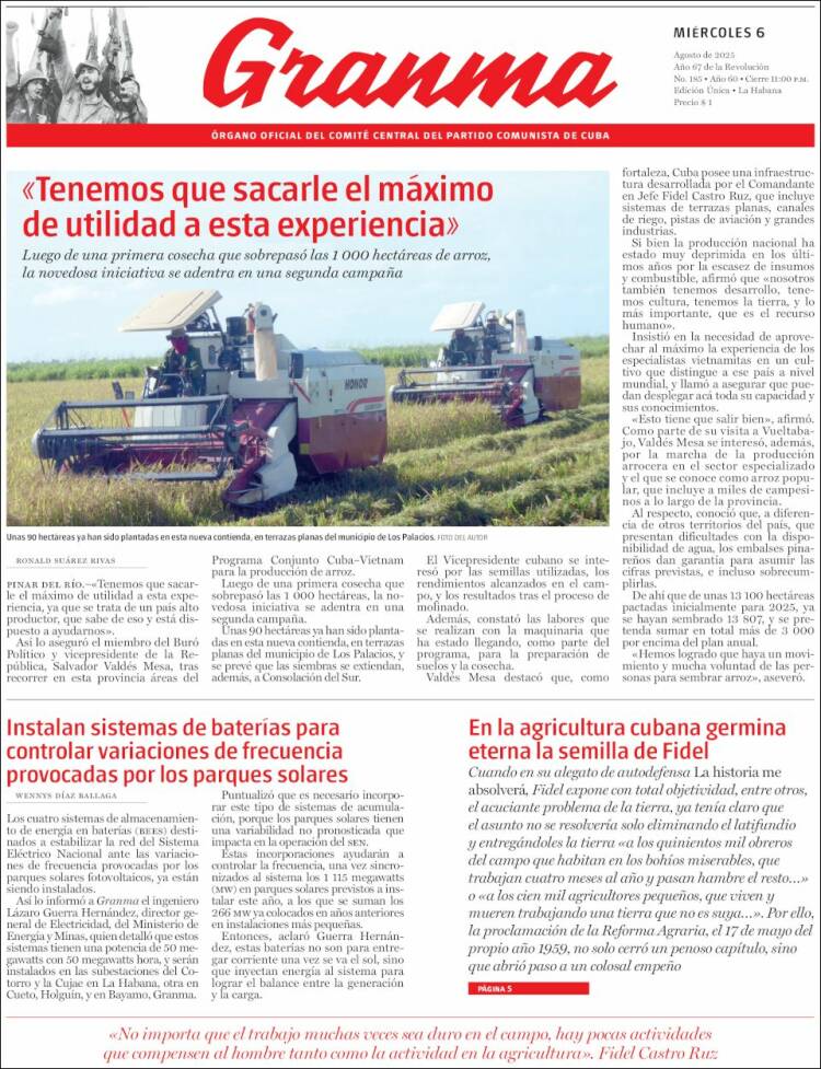 Portada de Granma (Cuba)