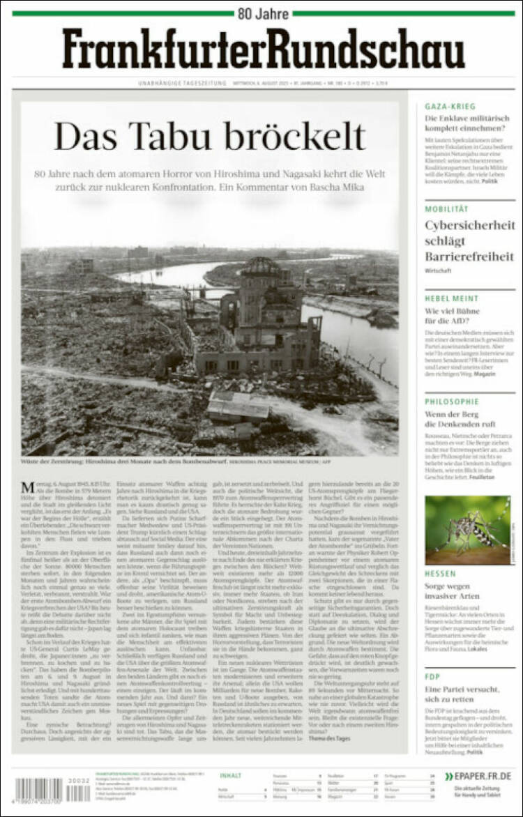 Portada de Frankfurter Rundschau (Germany)