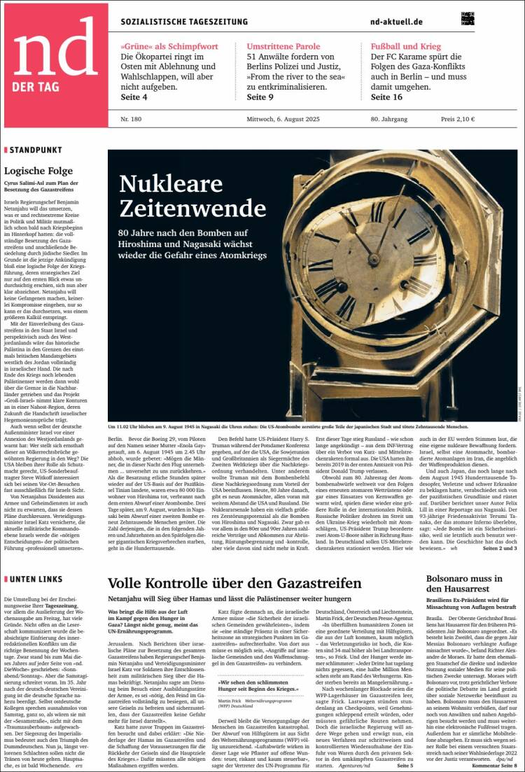 Portada de Neues Deutschland (Germany)
