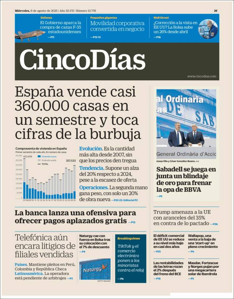 Portada de Cinco Días (España)