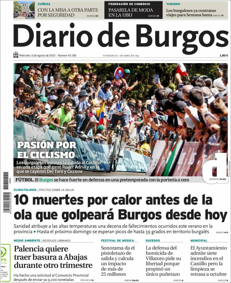 Portada de Diario de Burgos (Spain)