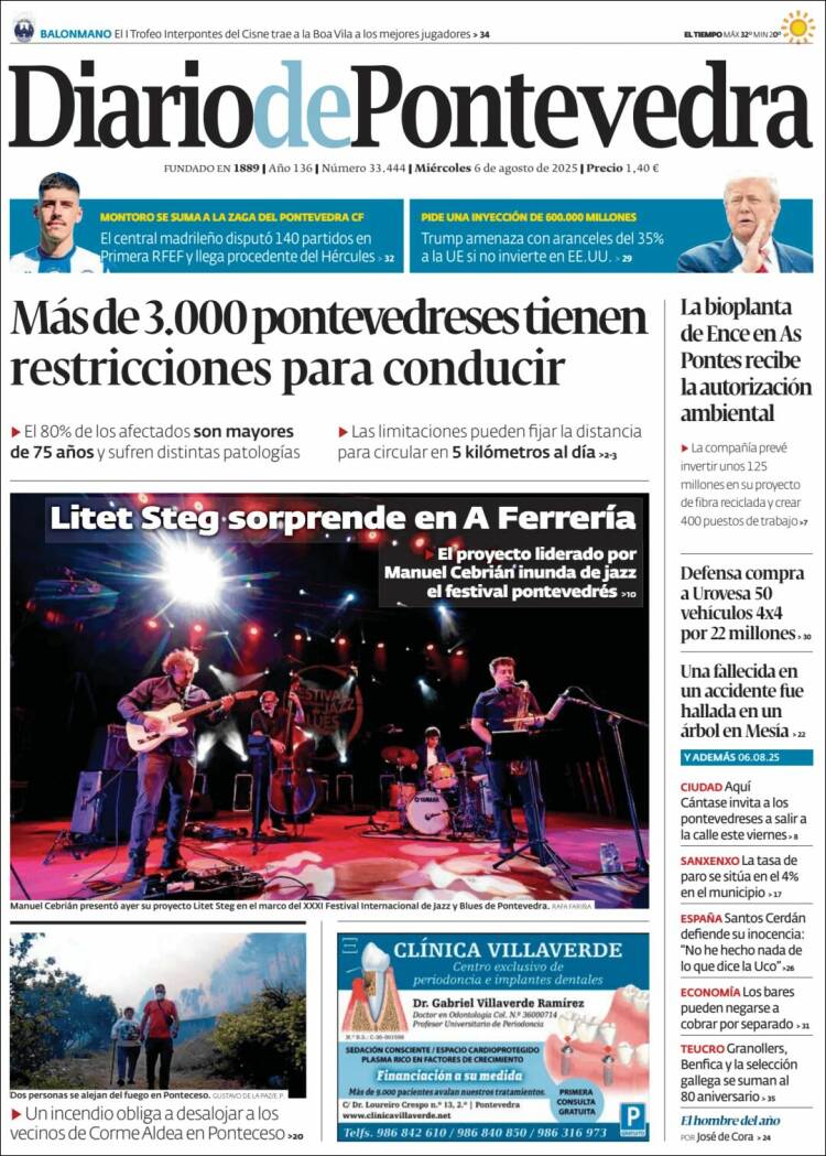 Portada de Diario de Pontevedra (España)