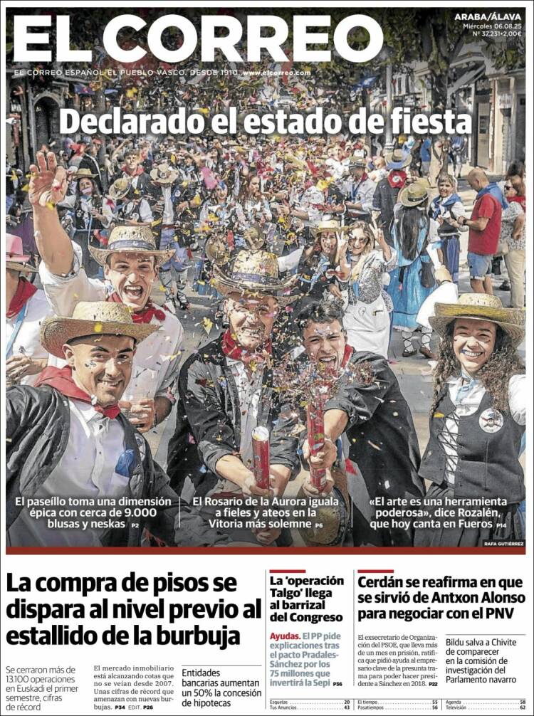 Portada de El Correo - Álava (España)