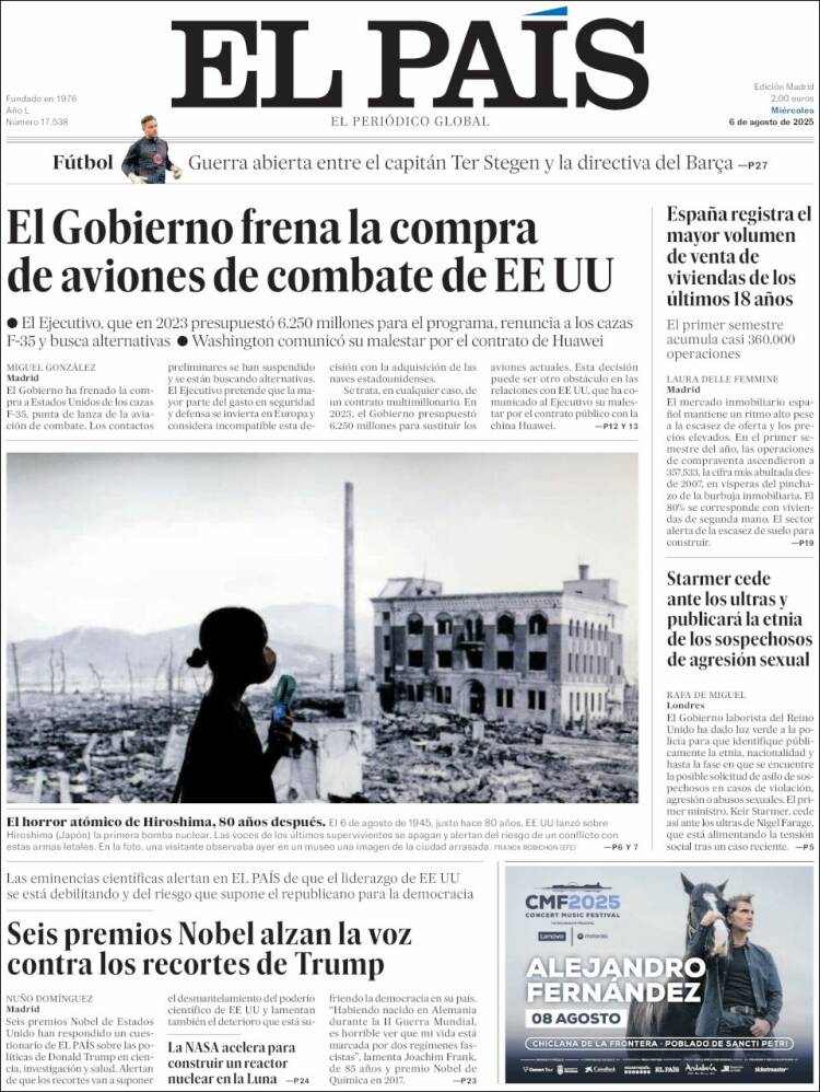 Portada de El País (Espagne)