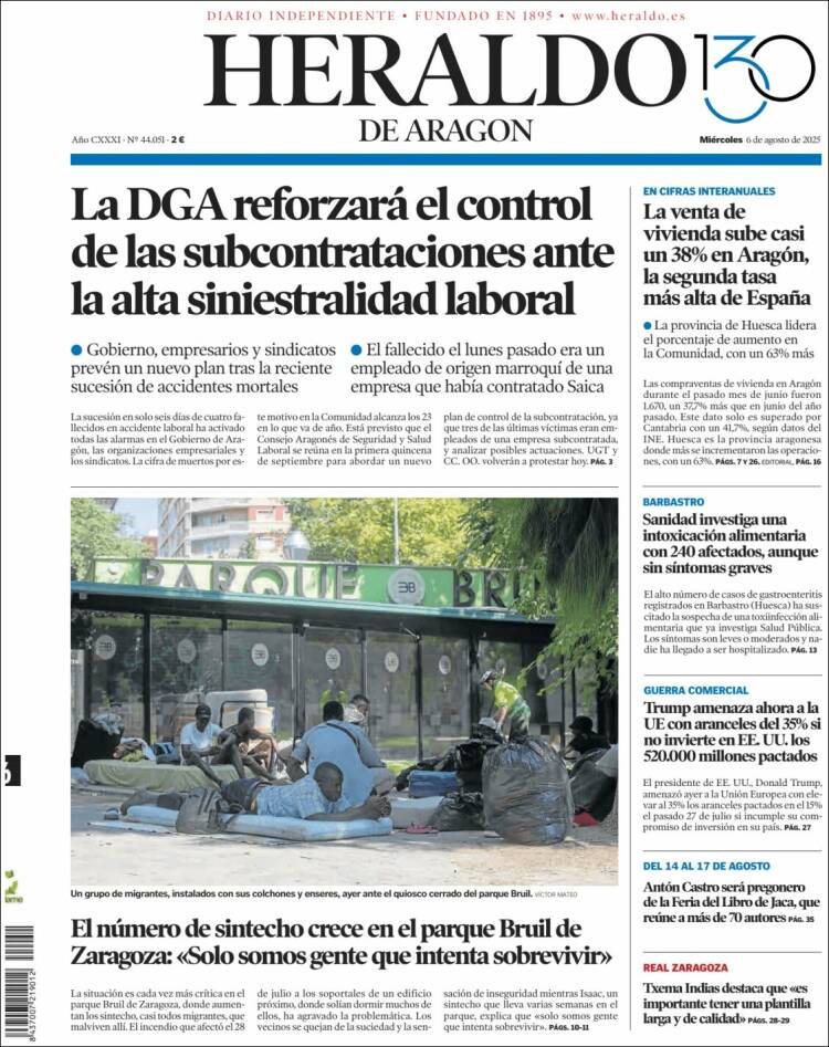 Portada de Heraldo de Aragón (Spain)