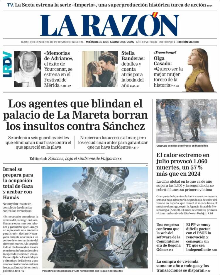 Portada de La Razón (Spain)