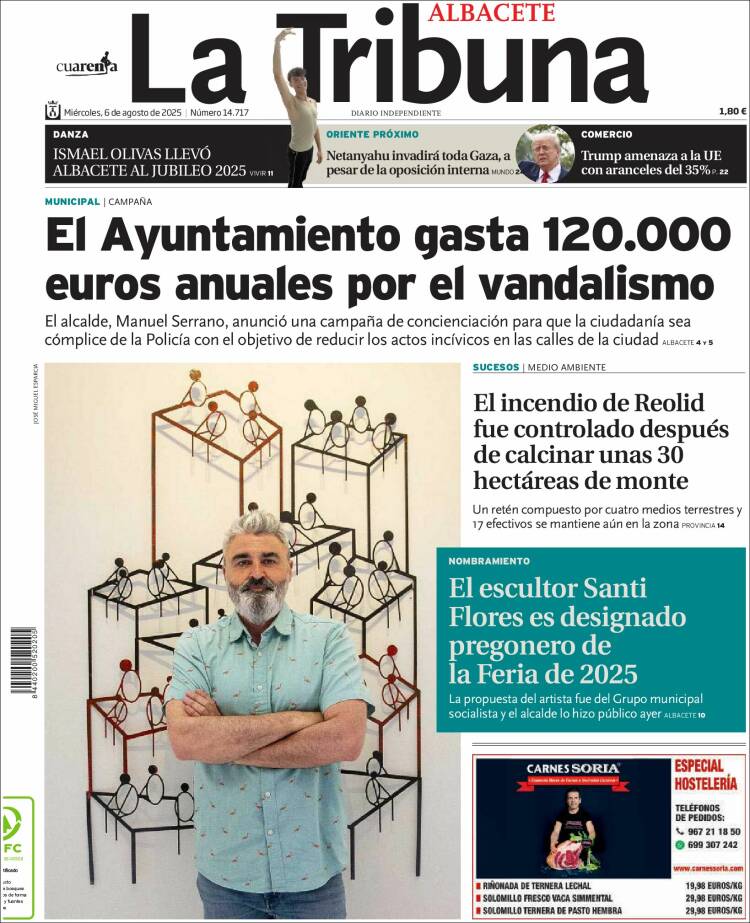 Portada de La Tribuna de Albacete (España)