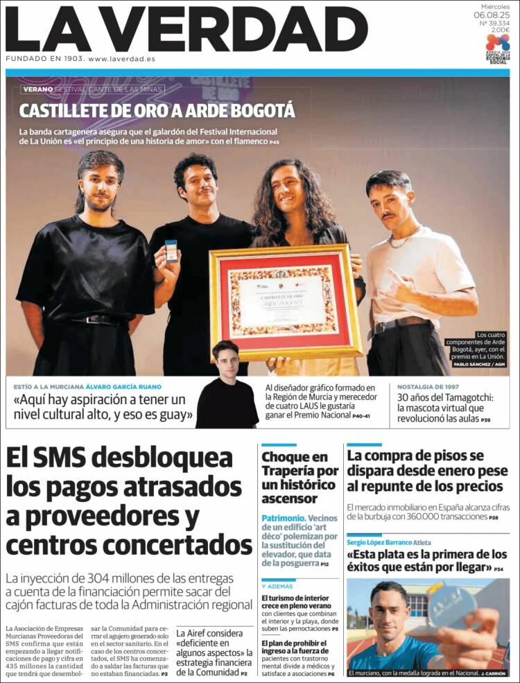 Portada de La Verdad de Murcia (España)