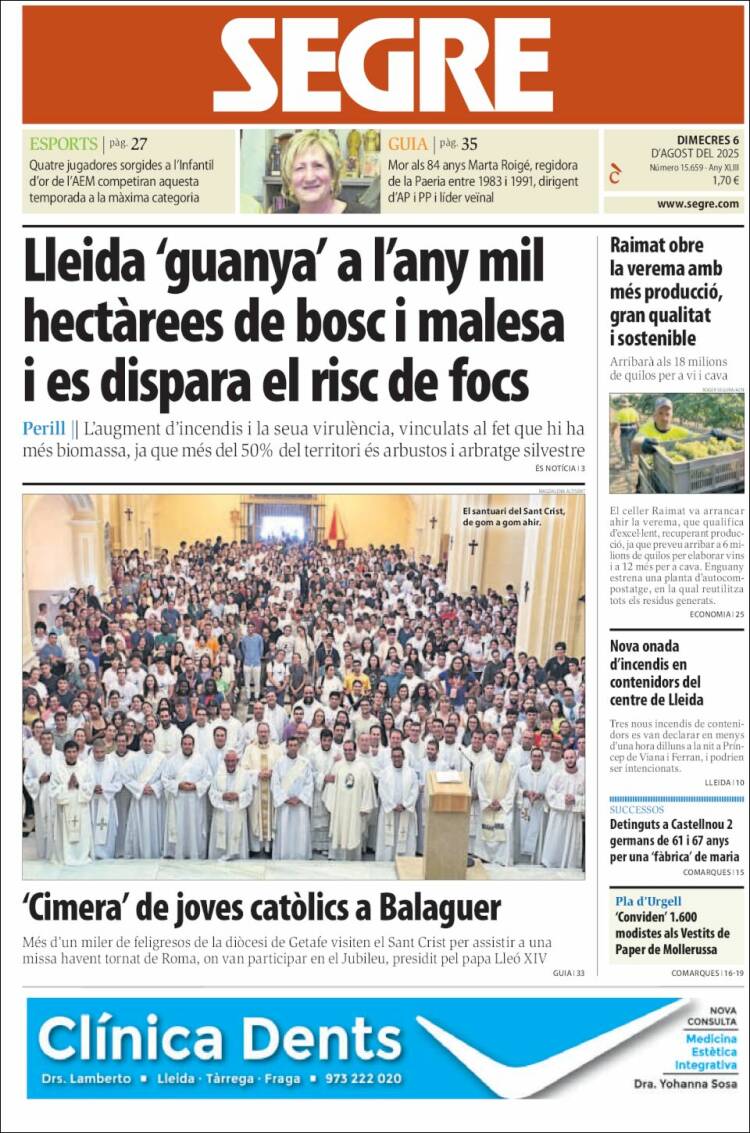Portada de Segre (España)