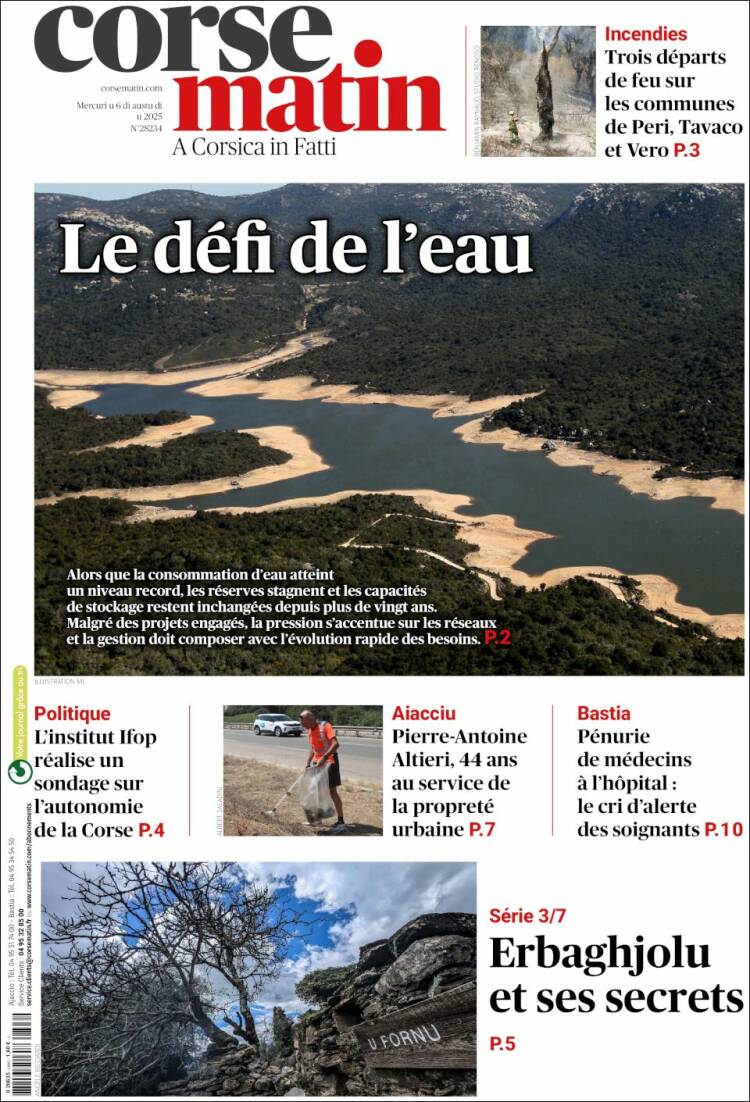 Portada de Corse-Matin (Francia)