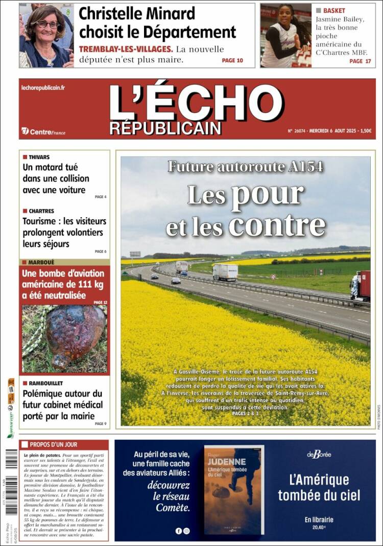 Portada de L'Echo Républicain (Francia)