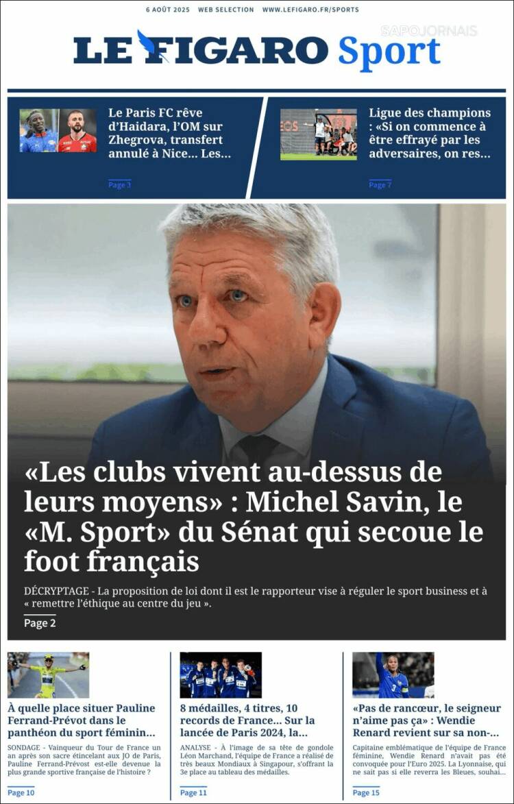 Portada de Le Figaro Sport (Francia)
