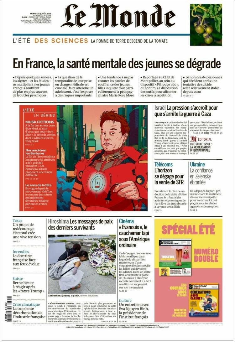 Portada de Le Monde (France)