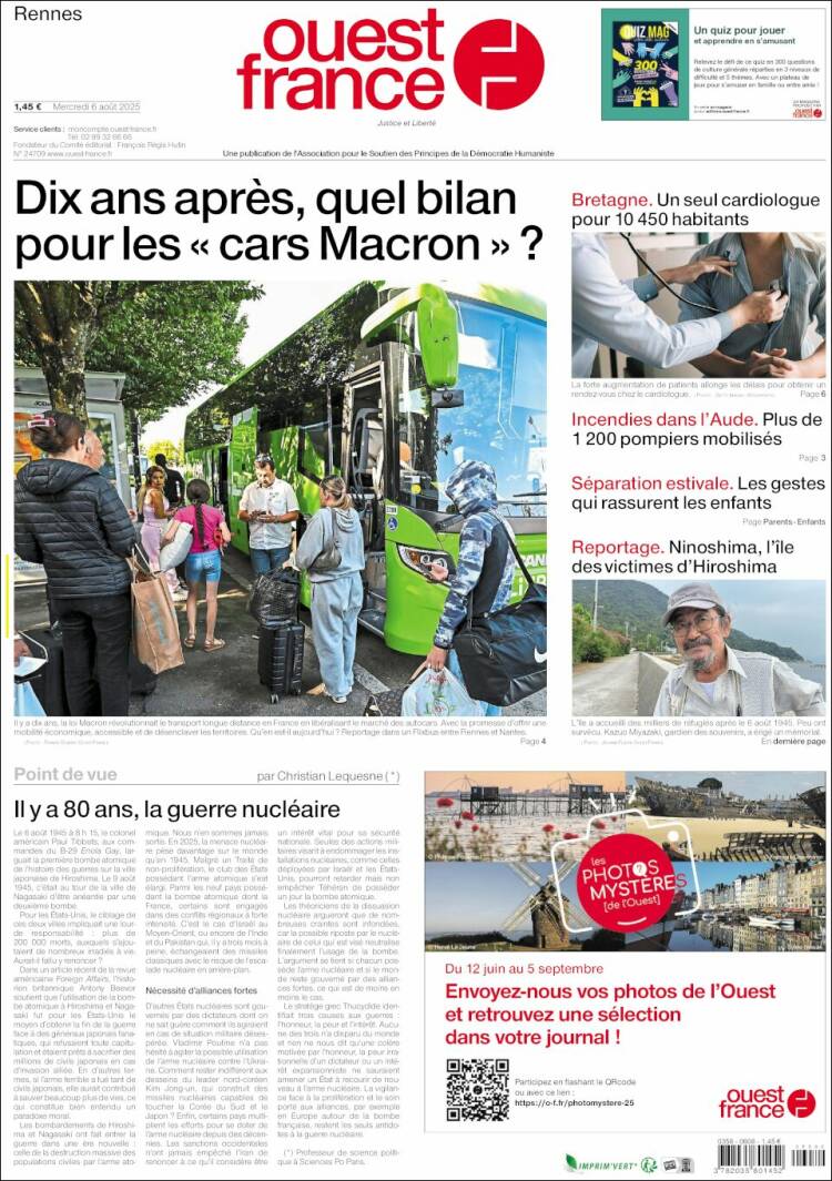 Portada de Ouest France (France)