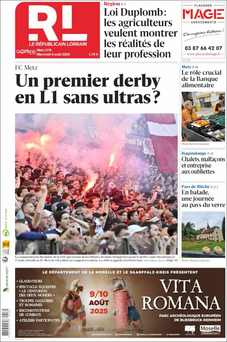 Portada de Le Republicain Lorrain (France)