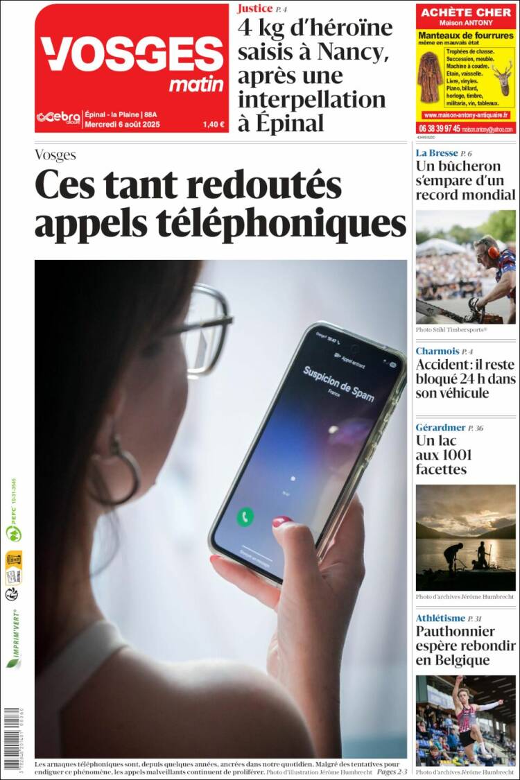 Portada de Vosges Matin (France)