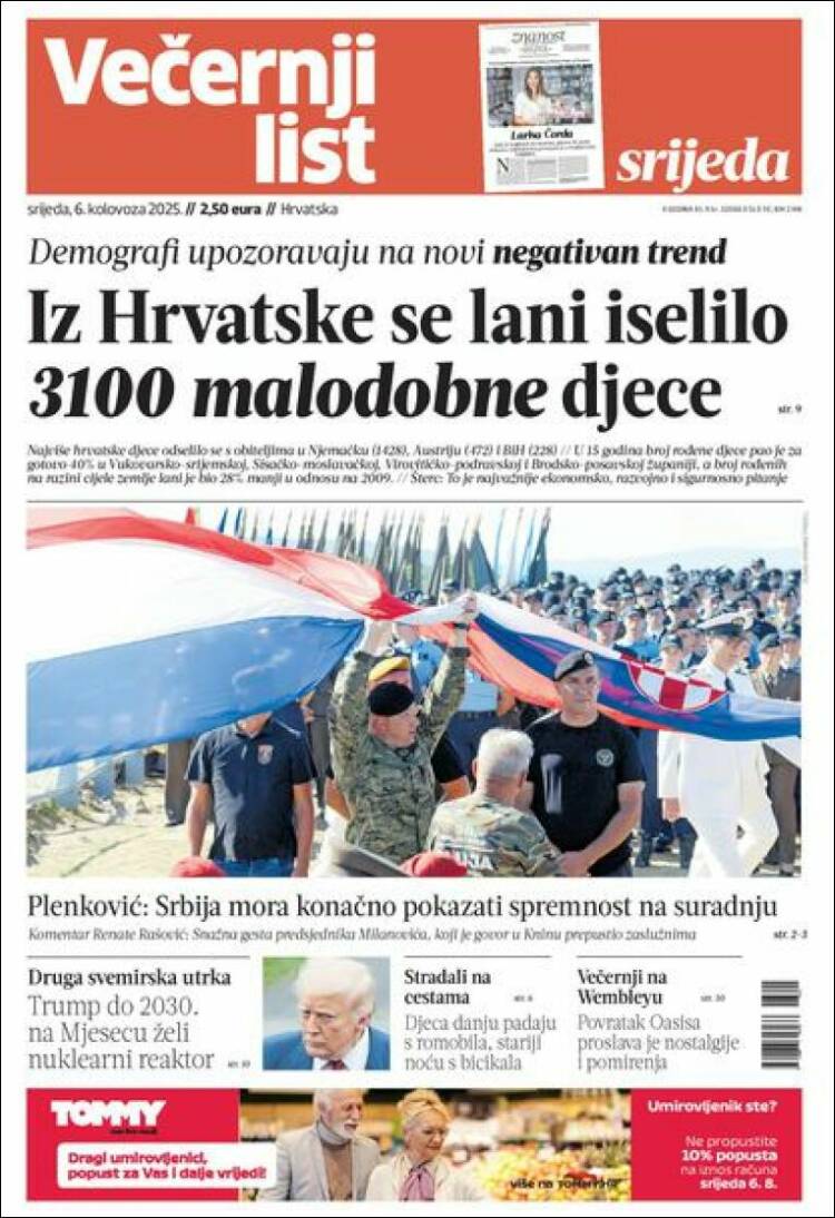 Portada de Večernji (Croatia)