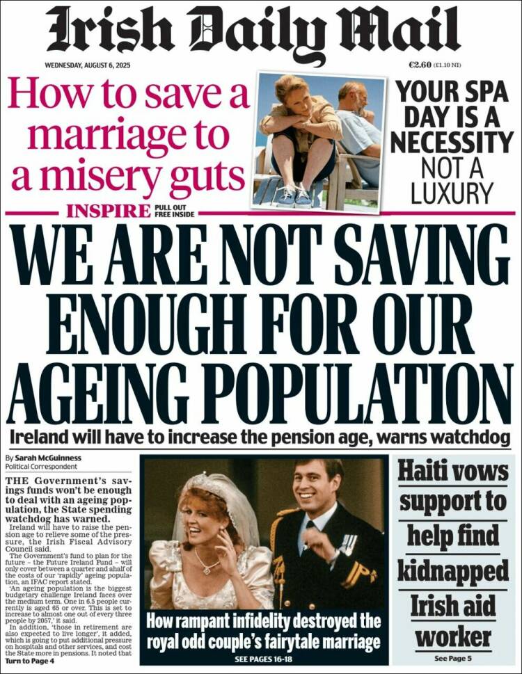 Portada de Irish Daily Mail (Irlande)
